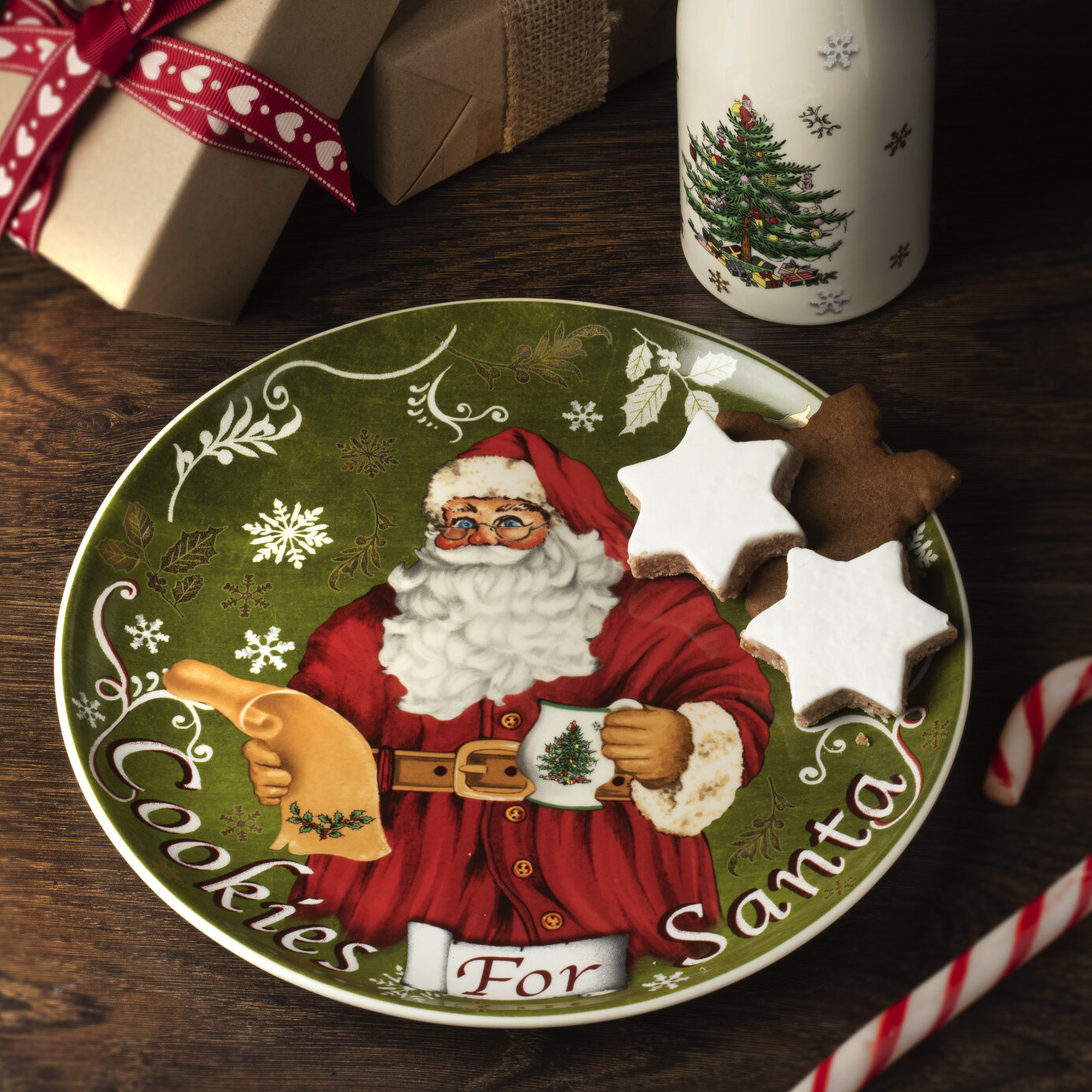 Christmas Tree Santa Plate & Milk Bottle Set image number null